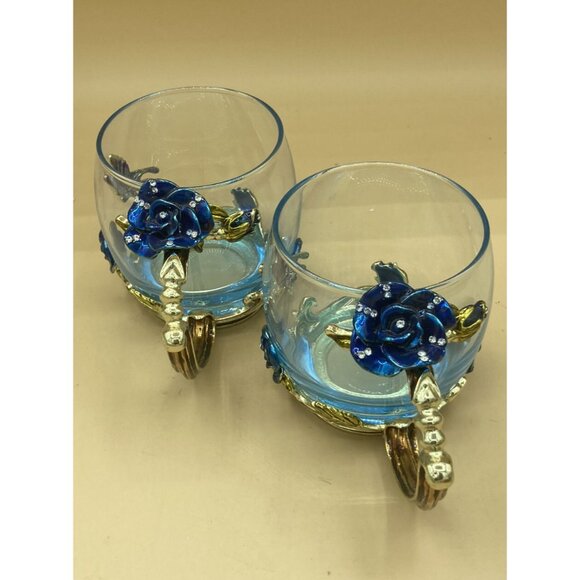 ARC of France Luxury Classic Enamel Coffee Cup Blue Butterfly LOT 2 - Picture 2 of 12